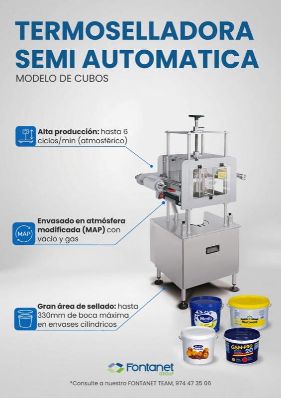 Termoselladora Semiautomática de Cubos - Termoselladora semiautomática para cubos y envases especiales